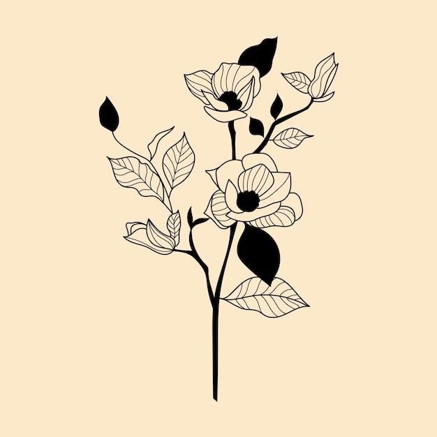 Diseño floral sobre fondo beige ilustración vectorial Elemento de diseño para carteles publicitarios