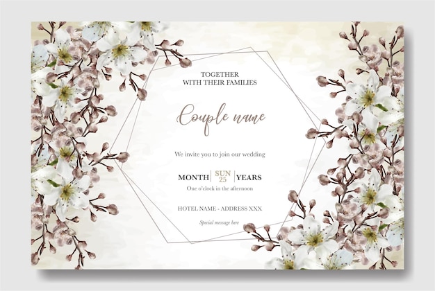 diseño floral de la tarjeta de invitación de boda