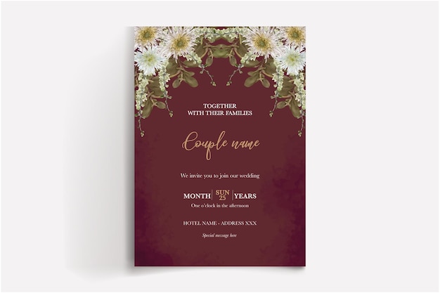 diseño floral de la tarjeta de invitación de boda