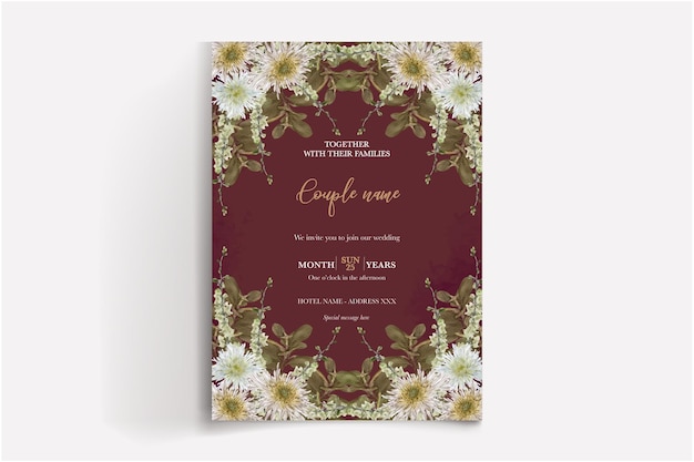 diseño floral de la tarjeta de invitación de boda
