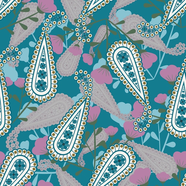 Diseño floral de teal Paisley