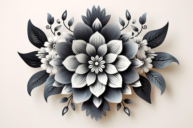 Diseño floral Vector Línea arte Ilustración papel tapiz rococó patrón de fondo art nouveau