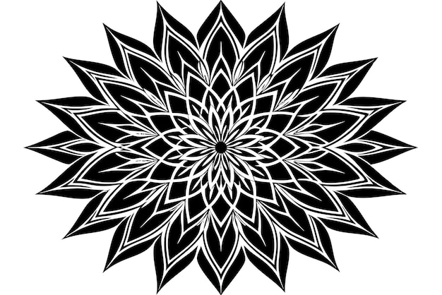 un diseño de flores en blanco y negro con un centro negro