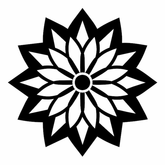 un diseño de flores en blanco y negro con un centro negro