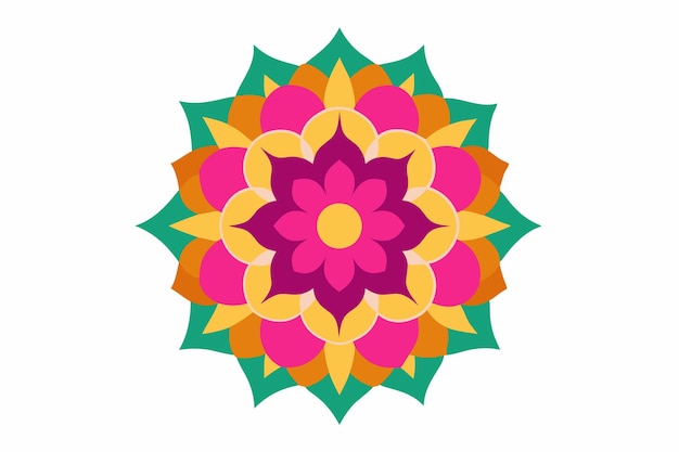 un diseño de flores coloridas en un círculo de flores rosadas