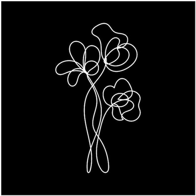 Diseño de flores dibujado a mano por vector libre en fondo oscuro