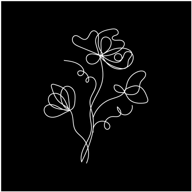Diseño de flores dibujado a mano por vector libre en fondo oscuro