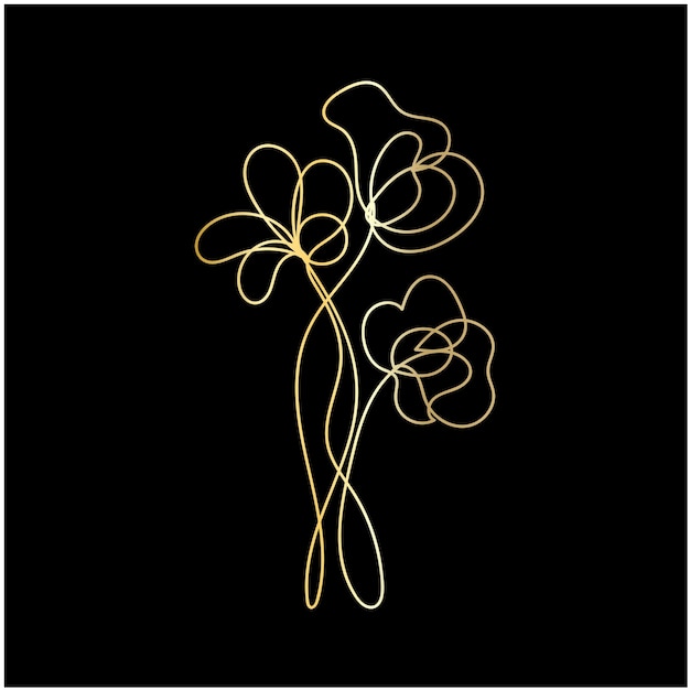 Diseño de flores dibujado a mano por vector libre en fondo oscuro