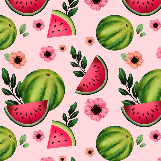 Diseño de flores y frutas dibujadas a mano