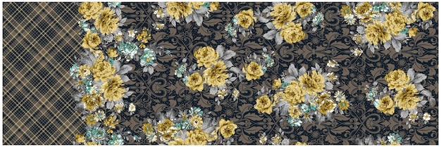 Diseño de flores y hojas de color agua sin costuras