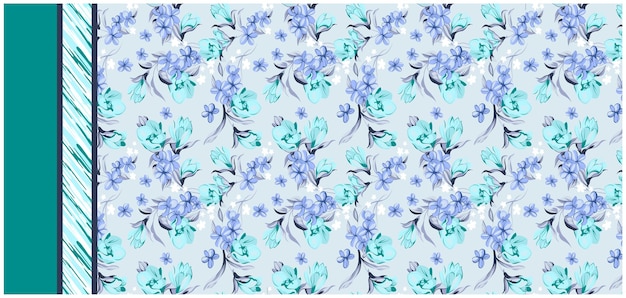 Diseño de flores y hojas de color agua sin costuras