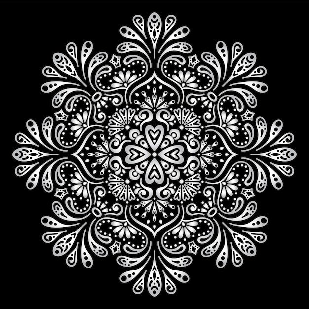 Diseño de flores de mandala en blanco y negro