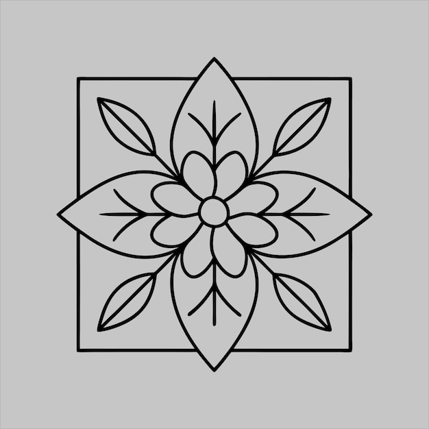 Diseño de flores de mandalas en ilustración de arte vectorial en blanco y negro