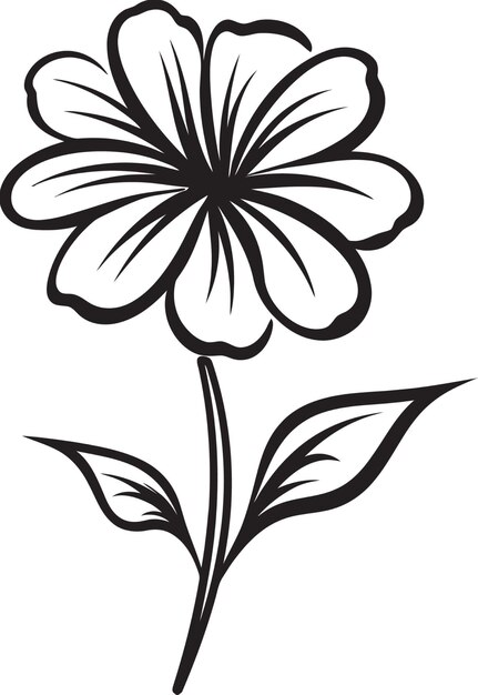 Vector diseño de flores de mano libre esbozo monocromo emblema pétalo caprichoso doodle icono designado negro