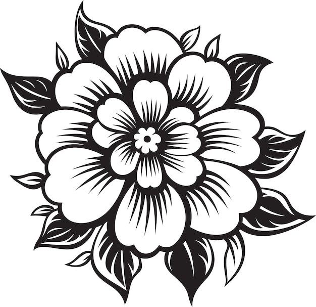 Diseño de flores monocromáticas chic vector gracia minimalista emblema de flores icono negro