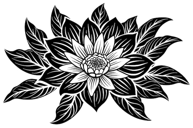 Vector diseño de flores negras y blancas