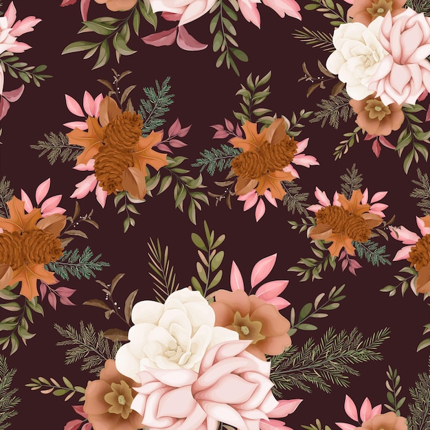 diseño de flores de otoño de patrones sin fisuras
