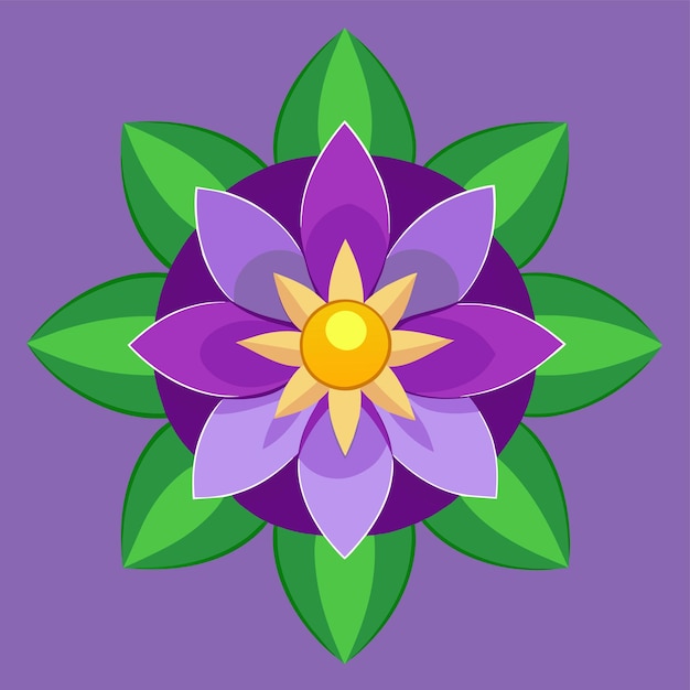 Un diseño de flores en púrpura y verde