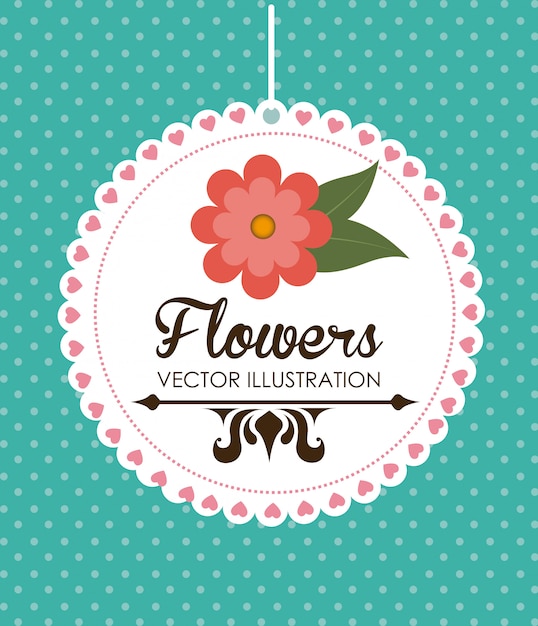 Vector diseño de flores sobre fondo azul