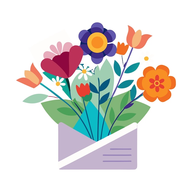 Diseño de flores y sobres