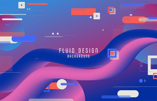 Diseño fluido abstracto de geometría colorida con patrón de forma fluida. Superposición de fondo de colores clásicos originales. ilustración vectorial