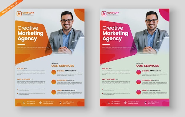 Diseño de flyer de agencia de marketing digital de negocios corporativos.