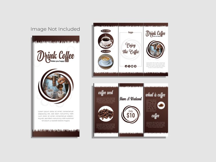 diseño de folleto de café triplo vectorial