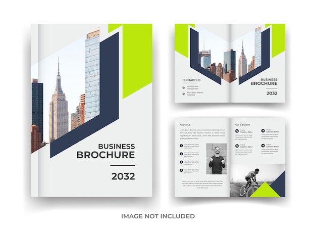 Diseño de folleto comercial de 04 páginas y plantilla de informe anual y revista