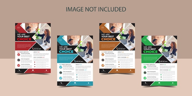 Vector diseño de folleto comercial en cuatro colores
