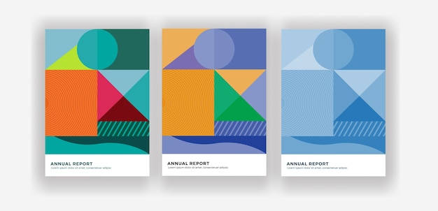 diseño de folleto de informe anual en estilo cubismo