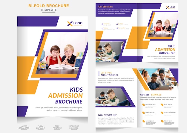 Diseño de folleto plegable de regreso a la escuela para niños creativos de admisión a la escuela o folleto de admisión a la escuela