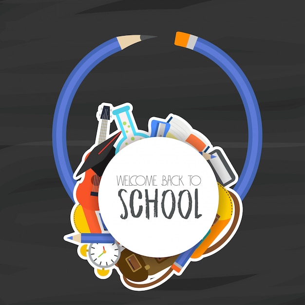 Diseño de folleto de regreso a la escuela con fondo oscuro