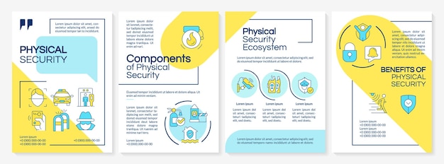 Diseño del folleto de seguridad física azul y amarillo