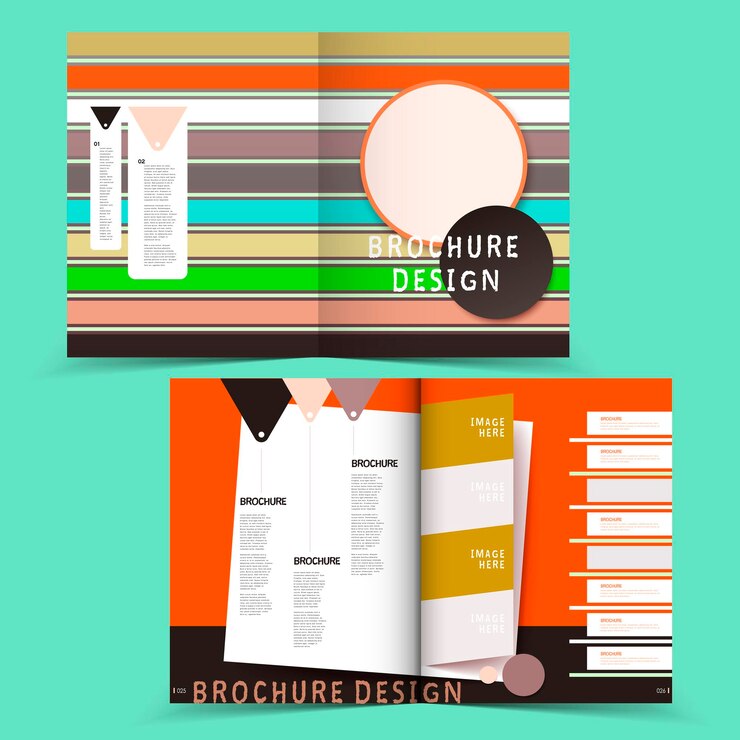 Vector diseño de folleto semidoblado geométrico colorido
