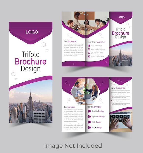 Diseño de folleto triplo de negocios corporativos con plantilla vectorial