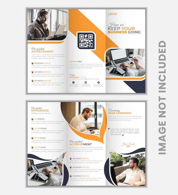 Diseño de folleto triplo vectorial moderno y creativo