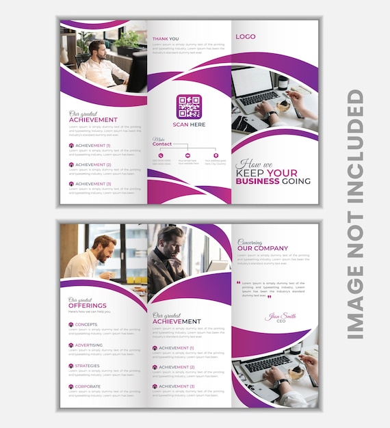 Diseño de folleto triplo vectorial moderno y creativo