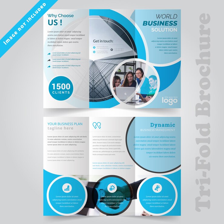 Vector diseño de folleto tríptico corporativo azul