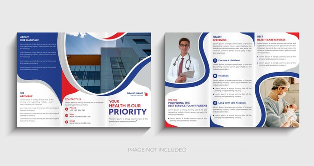 Diseño de folleto tríptico de la empresa médica Modern Healthcare.