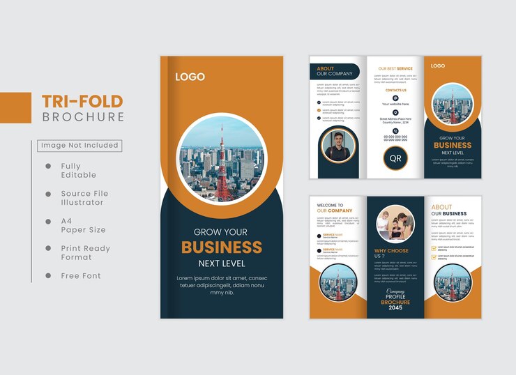 Diseño de folleto tríptico de negocios corporativos creativos de vector