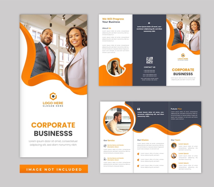 Vector diseño de folleto tríptico de negocios corporativos creativos.
