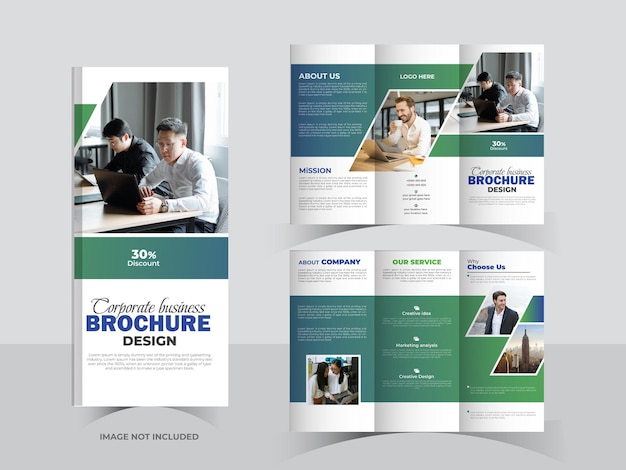 Diseño de folleto tríptico de negocios corporativos