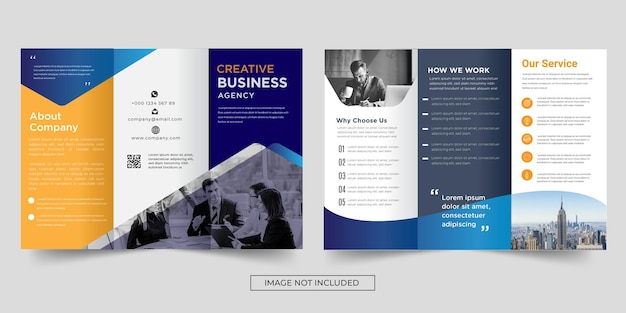 diseño de folleto tríptico de negocios moderno Vector Premium