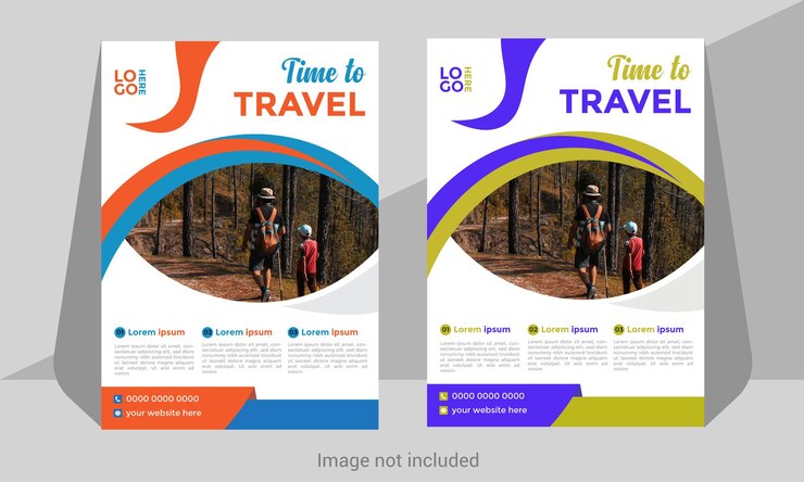 Diseño de folleto de viaje vectorial en tamaño a4