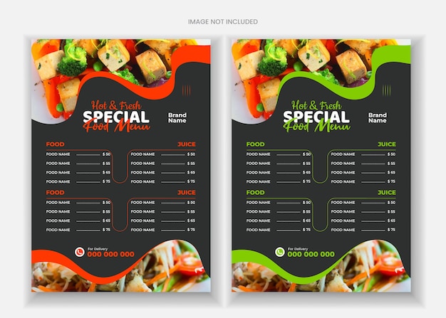 Diseño de folletos de alimentos y diseño de menús de alimentos