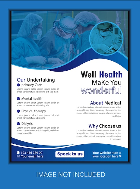 Vector diseño de folletos de atención médica