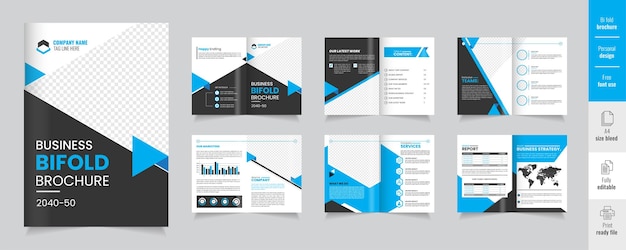 Diseño de folletos comerciales bifold profesionales plantilla de diseño de folletos empresariales bifold corporativos en formato a4