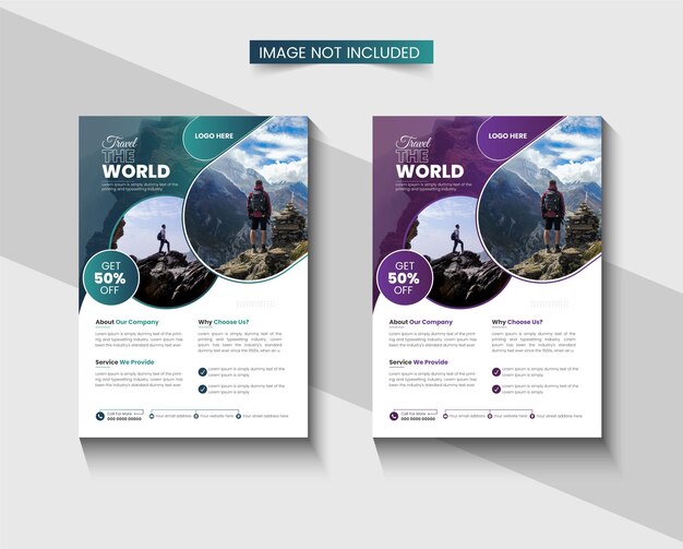 Diseño de folletos para el concepto de negocio de viajes y viajes