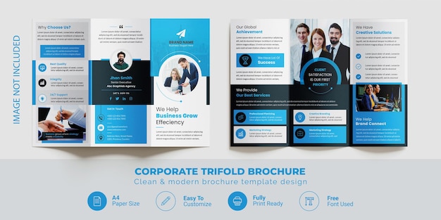 Diseño de folletos corporativos triples premium para la promoción y marca de negocios