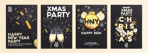 Vector diseño de folletos para fiestas navideñas